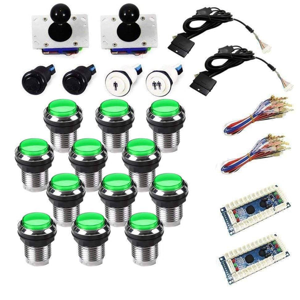 Chrome Illuminated USB Arcade Kit - Green/Green - DIY Arcade USA