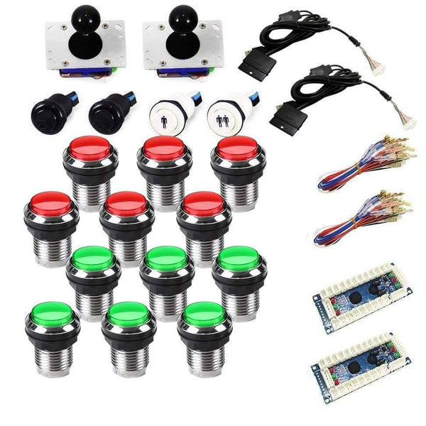 Chrome Illuminated USB Arcade Kit - Red/Green - DIY Arcade USA