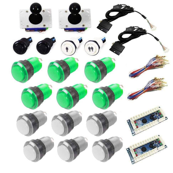 Illuminated USB Arcade Kit (for PC/PS3/MAME) - White/Green - DIY Arcade USA