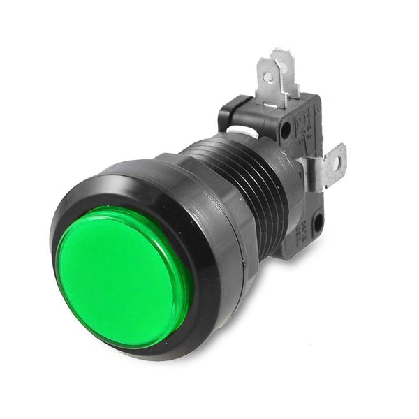 Green Illuminated Black Ring Arcade Buttons - DIY Arcade USA