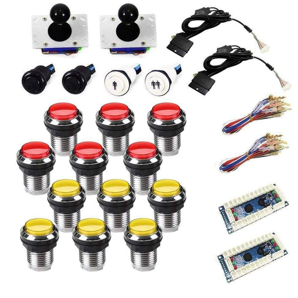 Chrome Illuminated USB Arcade Kit - Red/Yellow - DIY Arcade USA