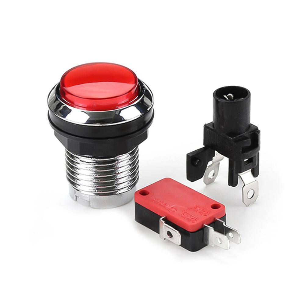 Red Chrome Plated Illuminated Arcade Button