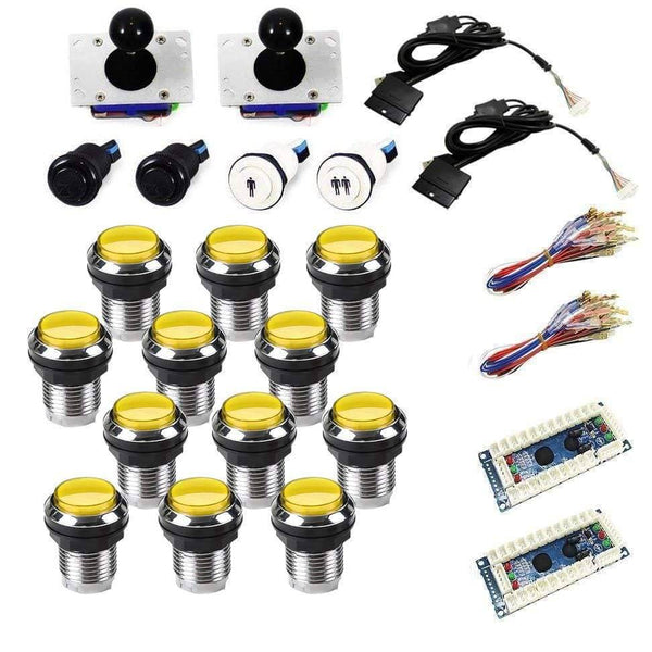 Chrome Illuminated USB Arcade Kit - Yellow/Yellow - DIY Arcade USA