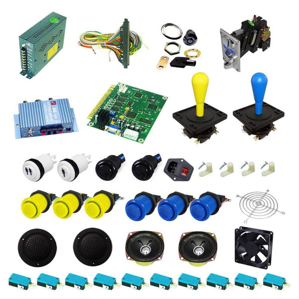 Ultimate 60 in 1 Happ Kit - Yellow/Blue - DIY Arcade USA