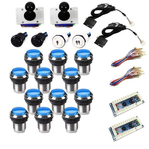 Chrome Illuminated USB Arcade Kit - Blue/Blue - DIY Arcade USA