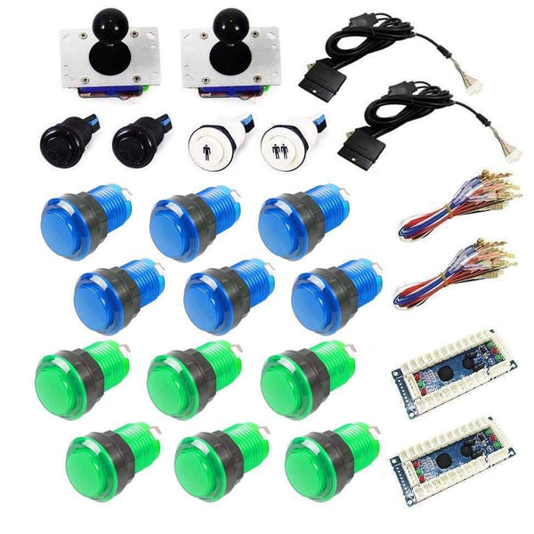 Illuminated USB Arcade Kit (for PC/PS3/MAME) - Blue/Green - DIY Arcade USA