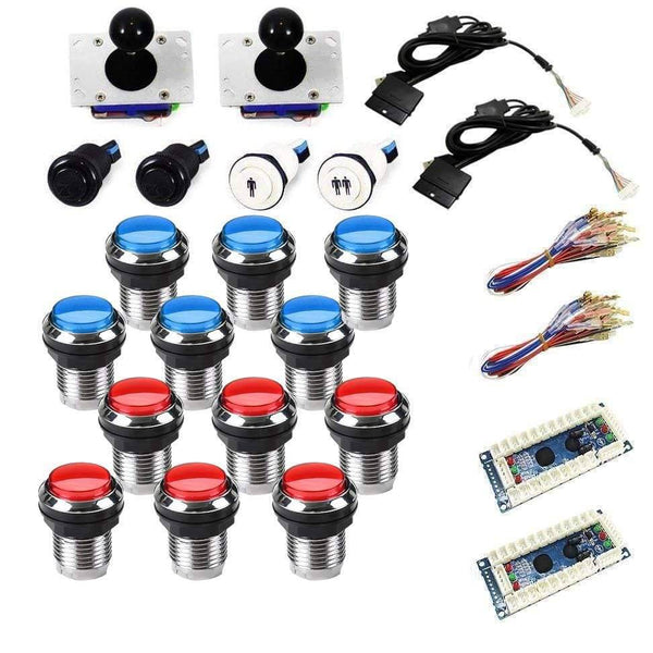 Chrome Illuminated USB Arcade Kit - Blue/Red - DIY Arcade USA