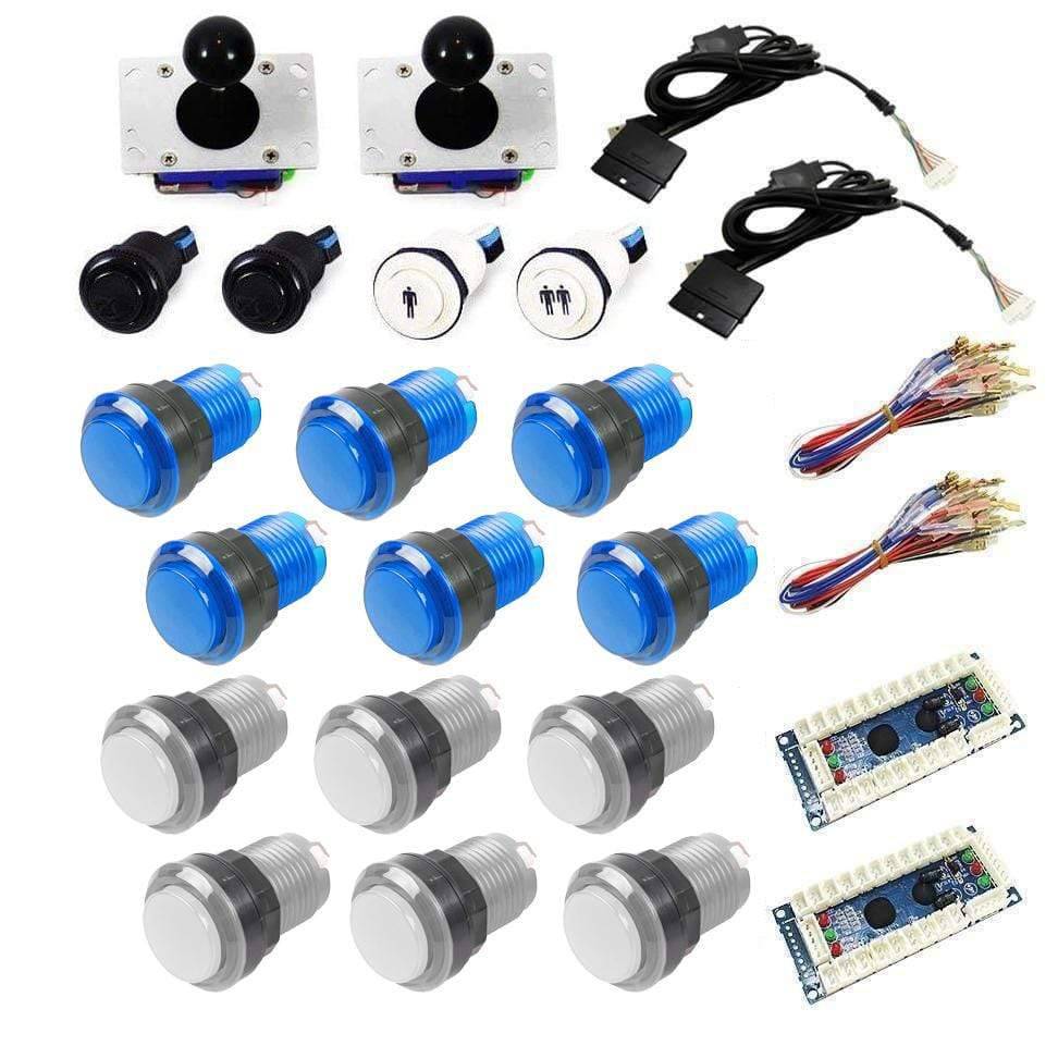 Illuminated USB Arcade Kit (for PC/PS3/MAME) - White/Blue - DIY Arcade USA