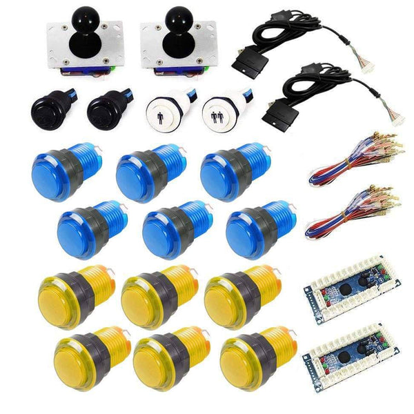 Illuminated USB Arcade Kit (for PC/PS3/MAME) - Blue/Yellow - DIY Arcade USA