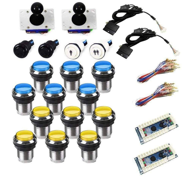 Chrome Illuminated USB Arcade Kit - Blue/Yellow - DIY Arcade USA
