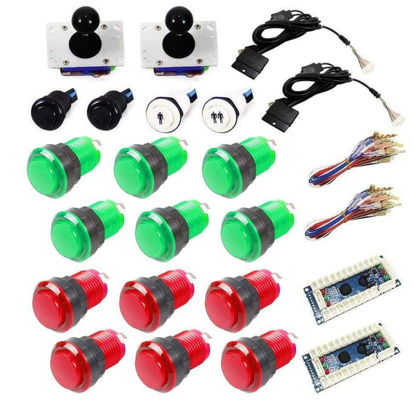 Illuminated USB Arcade Kit (for PC/PS3/MAME) - Red/Green - DIY Arcade USA