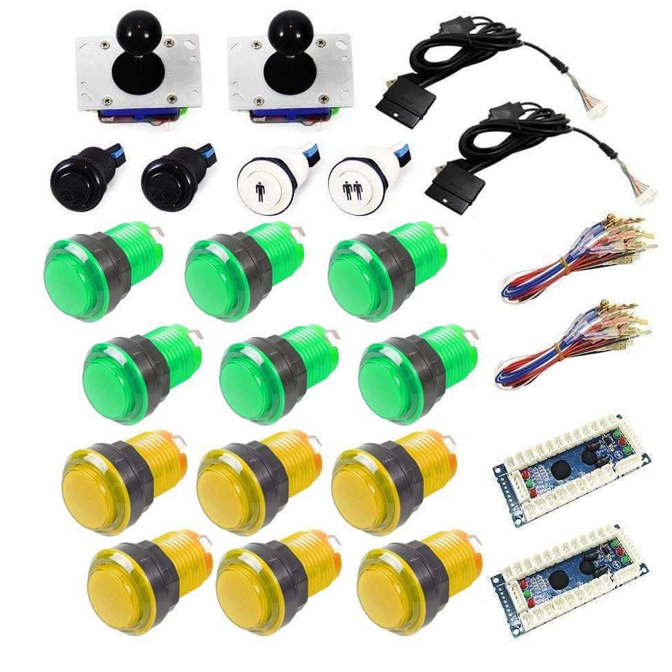 Illuminated USB Arcade Kit (for PC/PS3/MAME) -Green/Yellow - DIY Arcade USA