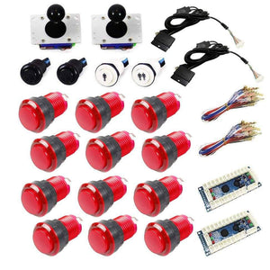 Illuminated USB Arcade Kit (for PC/PS3/MAME) - Red/Red - DIY Arcade USA