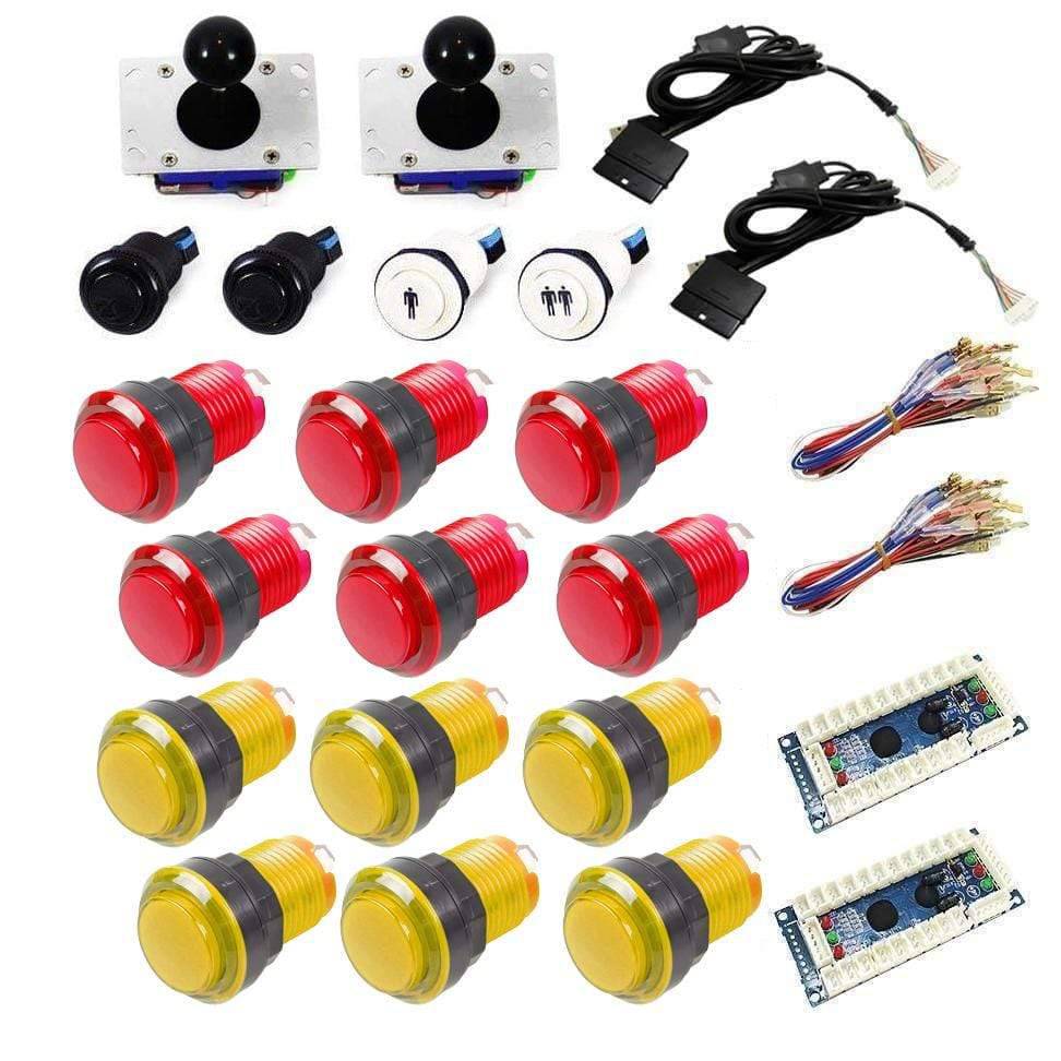 Illuminated USB Arcade Kit (for PC/PS3/MAME) - Red/Yellow - DIY Arcade USA