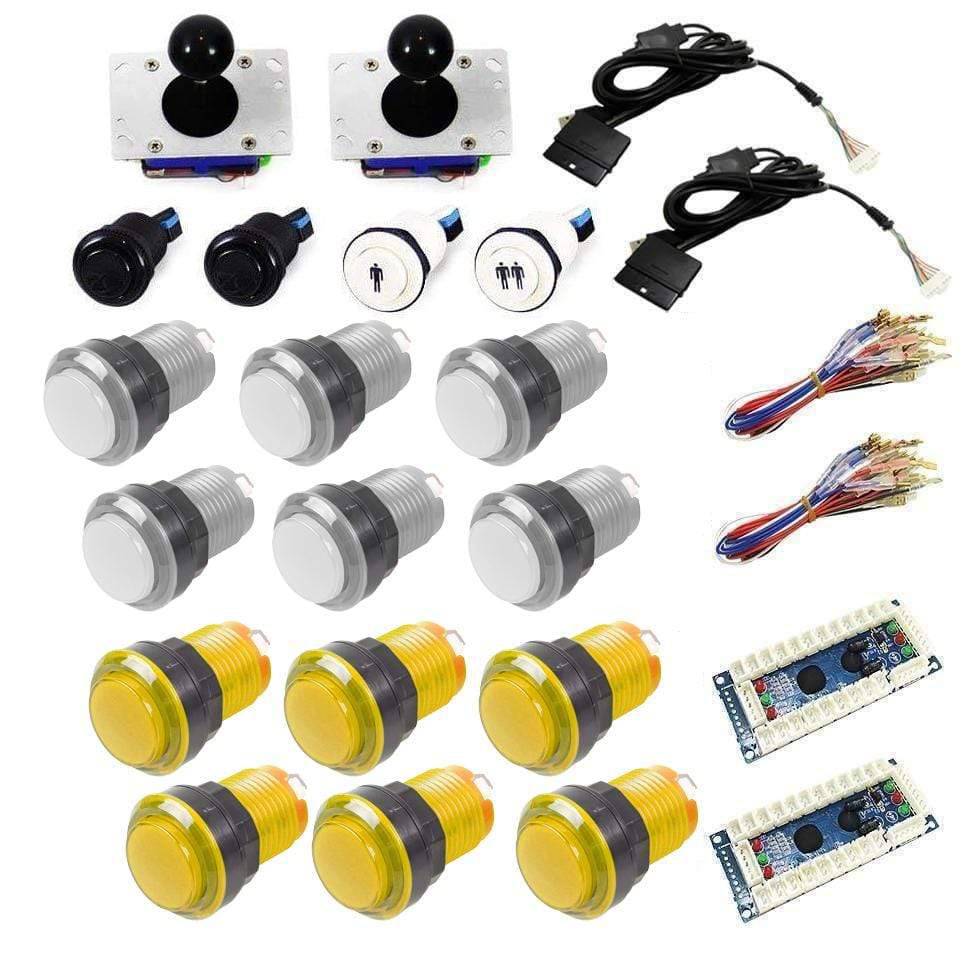 Illuminated USB Arcade Kit (for PC/PS3/MAME) - White/Yellow - DIY Arcade USA