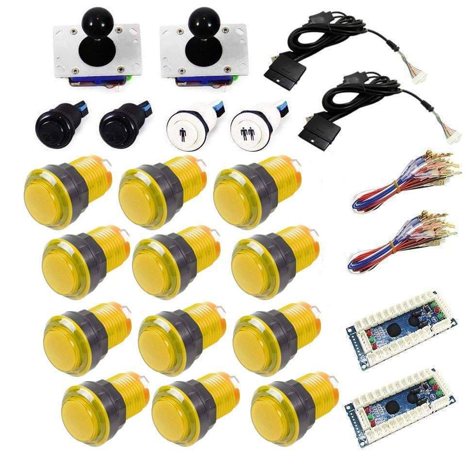 Illuminated USB Arcade Kit (for PC/PS3/MAME) - Yellow/Yellow - DIY Arcade USA